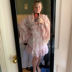 ruffle pink and white dress